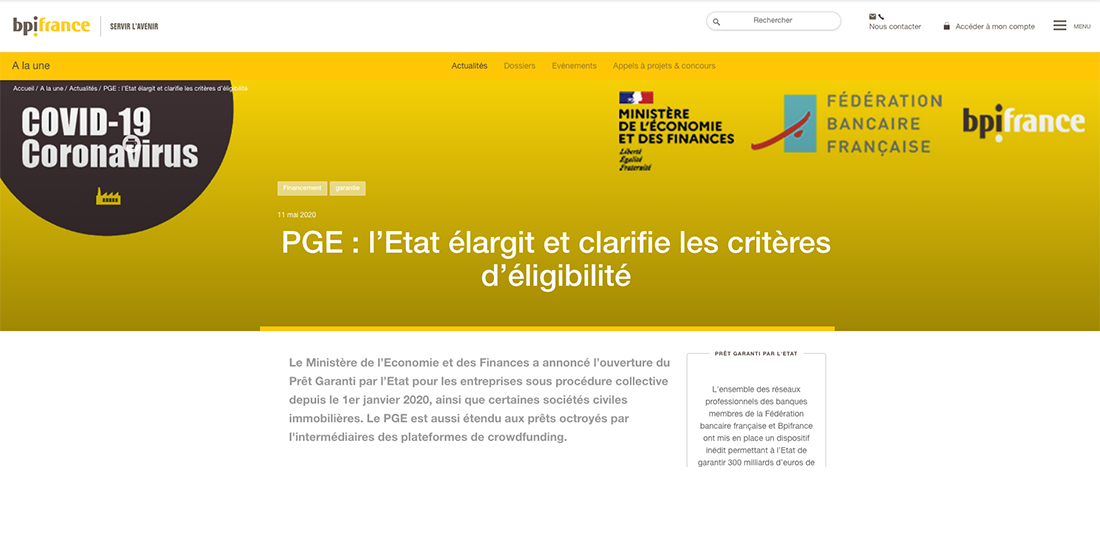 PGE : Pret Garanti par l'Etat